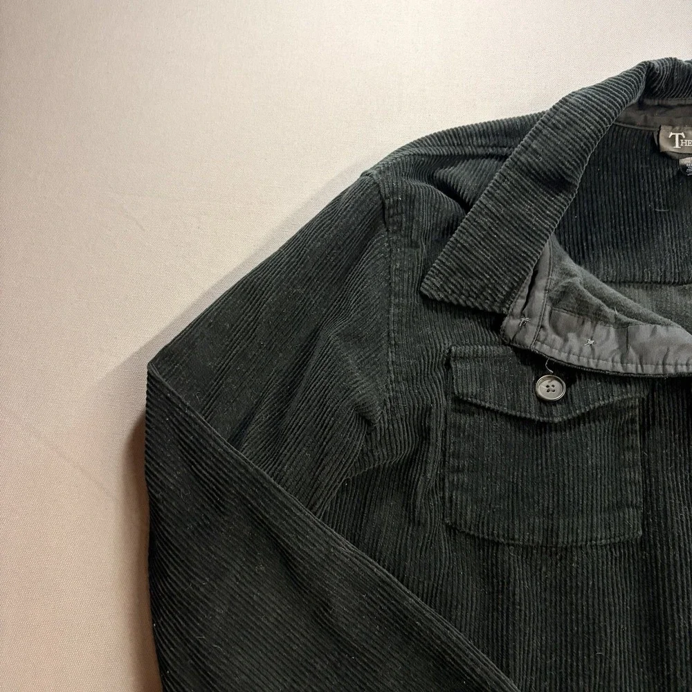 Thesaurus Black Corduroy Shirt Mens L Cotton Button Front Jacket Chore Workwear